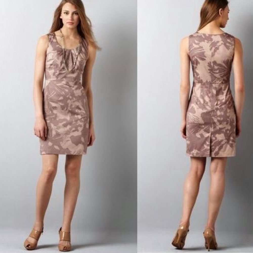 Loft pink floral print sleeveless sheath dress